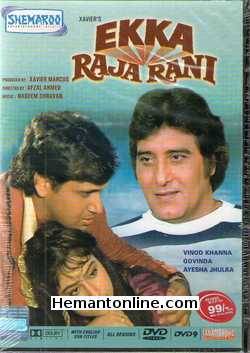 Ekka Raja Rani DVD-1994  Vinod Khanna, Govinda, Ayesha Jhulka, Ashwini Bhave, Tinnu Anand, Paresh Rawal, Johny Lever