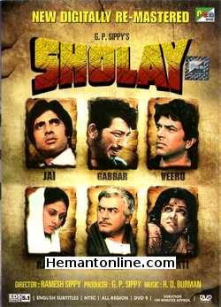 Sholay DVD-1975  Amitabh Bachchan, Dharmendra, Hema Malini, Sanjeev Kumar, Amjad Khan, Jaya Bachchan, A K Hangal, Satyen Kappu, Mac Mohan, Sachin, Jagdeep, Asrani, Leela