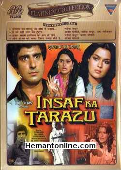 Insaf Ka Tarazu 1980 DVD Zeenat Aman, Raj Babbar, Deepak Parashar, Padmini Kolhapure, Shreeram Lagoo, Iftekhar, Simi, Jagdish Raj, Vijay Sharma, Sunil Dhawan, Prem Sagar, Om Shivpuri,
