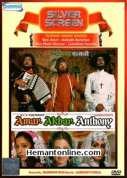Amar Akbar Anthony DVD-1977  Amitabh Bachchan, Vinod Khanna, Rishi Kapoor, Pran, Jeevan, Parveen Babi, Shabana Azmi, Neetu Singh