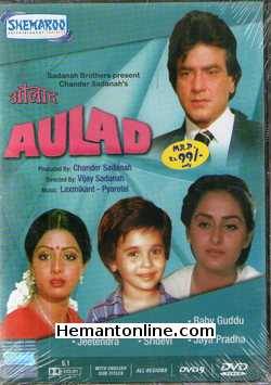 Aulad DVD-1987  Jeetendra, Sridevi, Jaya Prada, Vinod Mehra (Friendly Appearance), Kader Khan, Asrani, Baby Guddu