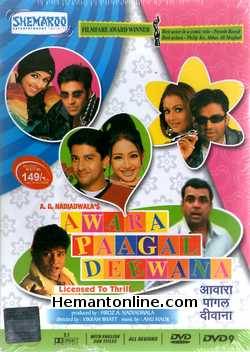 Awara Paagal Deewana-2002 VCD Akshay Kumar, Sunil Shetty, Paresh Rawal, Amrita Arora, Aftab Shivdasani, Johny Lever, Preeti Jhangiani, Rahul Dev