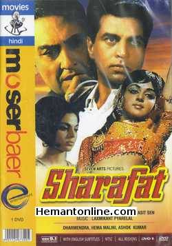 Sharafat-1970 DVD Dharmendra, Ashok Kumar, Hema Malini, Sonia Sahni, Jagdeep, Abhi Bhattacharya, Kanhaiyalal