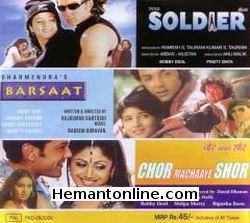 Soldier-Barsaat-Chor Machaye Shor 3-in-1 DVD Soldier Bobby Deol, Preity Zinta Barsaat Bobby Deol, Twinkle Khanna, Danny, Mukesh Khanna Chor Machaye Shor Bobby Deol, Shilpa Shetty, Bipasha Basu