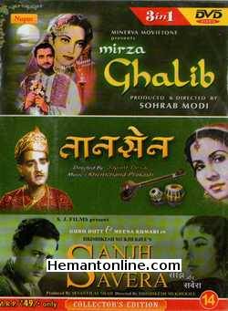 Mirza Ghalib-Tansen-Sanjh Aur Savera 3-in-1 DVD Mirza Ghalib (1954): Bharat Bhushan, Suraiya, Ulhas, Durga Khote, Mukri, MuradTansen (1943): K.L.Saigal, Mubarak, Bhagwan, Raman, Kamla Chatterjee, NagendraSanjh Aur Savera (1964):