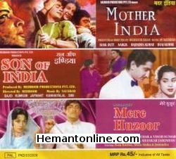 Mother India-Son of India-Mere Huzoor 3-in-1 DVD Mother India Sunil Dutt, Nargis Son of India Sajid, Kum Kum Mere Huzoor Raj Kumar, Mala Sinha