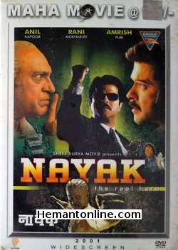 Nayak-The Real Hero DVD-2001  Anil Kapoor, Rani Mukherjee, Amrish Puri, Johnny Lever, Pooja Batra, Saurabh Shukla, Paresh Rawal, Razak Khan, Nina Kulkarni, Shivaji Satham, Sushmita Sen