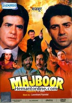 Majboor 1989 DVD Sunny Deol, Jayaprada, Jeetendra, Ashok Kumar, Seema Deo, Shakti Kapoor, Prem Chopra, Kader Khan, Farha, Johnny Lever, Asrani