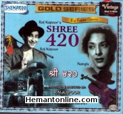 Shree 420 1955 VCD Raj Kapoor, Nargis, Nadira, Iftekhar, Lalita Pawar, M Kumar, Hari Shivdasani, Nana Palsikar, Bhudo Advani, Rashid Khan, Tun Tun