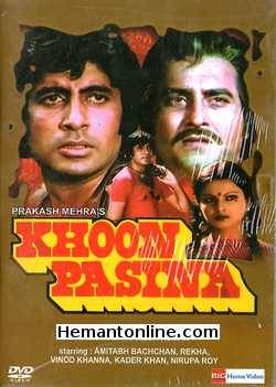 Khoon Pasina DVD-1977  Amitabh Bachchan, Vinod Khanna, Rekha, Kader Khan, Nirupa Roy, Aruna Irani, Asrani, Ranjeet, Helen