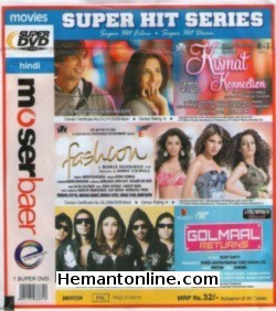 Kismat Konnection-Fashion-Golmaal Returns 3-in-1 DVD Kismat Konnection Shahid Kapoor, Vidya Balan Fashion Priyanka Chopra, Kangana Ranaut, Arbaaz Khan, Mughda Godse Golmaal Returns Ajay Devgan, Kareena Kapoor, Tushar