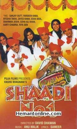 Shaadi No 1 DVD-2005  Sanjay Dutt, Fardeen Khan, Zayed Khan, Sharman Joshi, Ayesha Takia, Soha Ali Khan, Esha Deol, Riya Sen, Aarti Chabria, Satish Shah, Rajpal