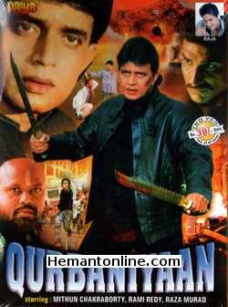 Qurbaniyaan VCD Mithun Chakraborty, Rami Reddy, Raza Murad, Suman, Mukesh Rishi