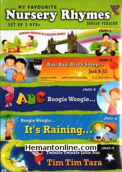 My Favourite Nursery Rhymes-5-DVD-Set DVD1 London Bridge is Falling Down DVD2 Baa, Baa, Black Sheep DVD3 Boogie Woogie DVD4 Boogie Woogie - It's Raining DVD5 Twinkle