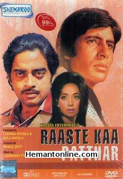 Raaste Kaa Patthar DVD-1972  Amitabh Bachchan, Shatrughan Sinha, Laxmi Chhaya, Prem Chopra, Johny Walker, Asrani, Satyen Kappu, Trilok Kapoor, Viju Khote, Mohan Choti