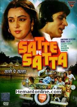 Satte Pe Satta DVD-1982  Amitabh Bachchan, Hema Malini, Shakti Kapoor, Sachin, Paintal, Ranjeeta, Asha Sachdev, Prema Narayan, Kalpana Iyer, Amjad Khan, Vijayendra Ghatge, Ranjeet, Sarika, Mac
