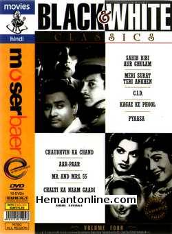 Black and White Classics Vol 4-10-DVD-Pack  This DVD pack contains the following 10 DVDs Sahib Bibi Aur Ghulam (1962): Guru Dutt, Meena Kumari, Waheeda Rehman, Rehman Meri Surat Teri Aankhen (1963): Ashok Kumar, Asha Parekh, Pradeep