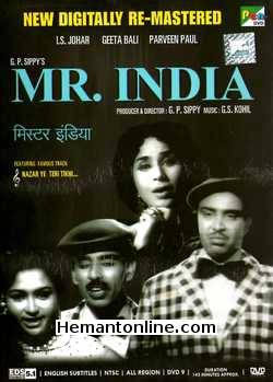 Mr India DVD-1961  Kamaljeet, Geeta Bali, I. S. Johar, Helen, Parveen Paul, Hari Shivdasani