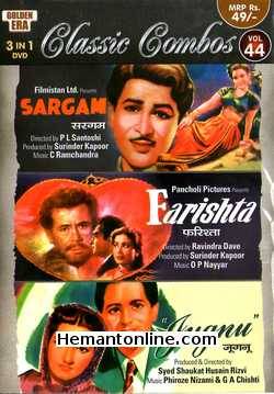 Sargam-Farishta-Jugnu 3-in-1 DVD Sargam (1950): Raj Kapoor, Rehana, Baby Tabassum, David Abraham, Om Prakash, Paro, RadhakrishnaFarishta (1958): Ashok Kumar, Meena Kumari, Sohrab Modi, MehmoodJugnu (1947):
