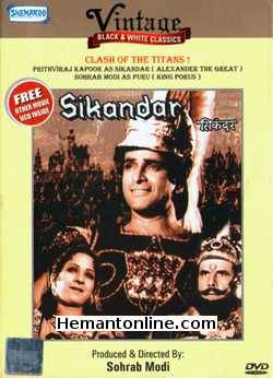 Sikandar DVD-1941  Prithviraj Kapoor, Sohrab Modi, Zahur Raja, Shakir, Vanmala, Meena, Yakub, K. N. Singh, Sheela, Sadiq Ali