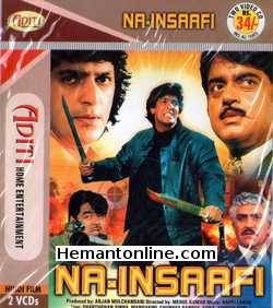 Na-Insaafi 1989 VCD Shatrughan Sinha, Chunky Pandey, Mandakini, Sonam, Amrish Puri, Asrani, Gulshan Grover, Iftekhar, Aruna Irani, Kiran Kumar, Sujit Kumar, Raza Murad, Mac Mohan