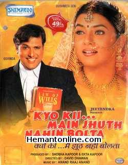 Kyo Kii Main Jhuth Nahin Bolta 2001 VCD Govinda, Sushmita Sen, Rambha, Anupam Kher, Satish Kaushik, Sharad Kapoor, Mohnish Behl, Ashish Vidyarthi, Kiran Kumar, Shahbaaz Khan, Razak Khan, Jaya Bhattacharya,